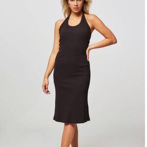 NWT SAMSOE SAMSOE ribbed brown kristin halter dress / size XL